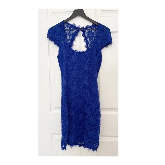 sachin and babi light blue dress Tika cabaret dress tight knee-length dress with sleeves scalloped lace